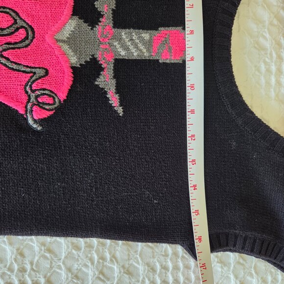 Betsey Johnson Bodycon Black with pink sweater dress size M - Picture 6 of 6